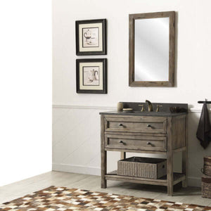 36" Solid Wood Single Sink Vanity with Moon Stone Top-No Faucet - WH8036-BR