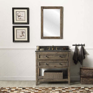 36" Solid Wood Single Sink Vanity with Moon Stone Top-No Faucet - WH8036-BR