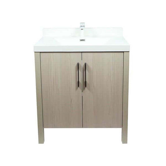 31.5" Single Sink Vanity In Light Gray Finish with White Ceramic Top - 804381V-EP