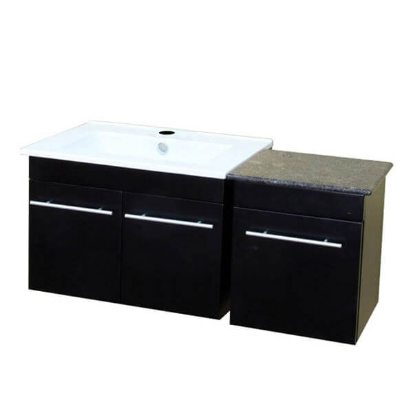 39.4 in Single wall mount style sink vanity-wood-black - 203172-SET