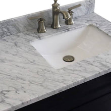 Load image into Gallery viewer, 37&quot; Single sink vanity in Blue finish with White Carrara marble and LEFT rectangle sink- RIGHT drawers - 400700-37R-BU-WMRR