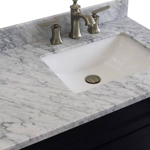 37" Single sink vanity in Blue finish with White Carrara marble and LEFT rectangle sink- RIGHT drawers - 400700-37R-BU-WMRR