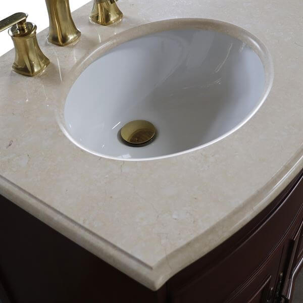 62 in Double sink vanity Walnut finish in Cream Marble top - 603316-LW-AM