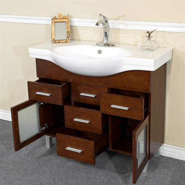 39.8 in Single sink vanity-wood-walnut-4 drawers - 203139B