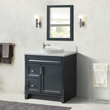 Load image into Gallery viewer, 37&quot; Single sink vanity in Dark Gray finish with White quartz and CENTER round sink- RIGHT drawers - 400700-37R-DG-WERDC