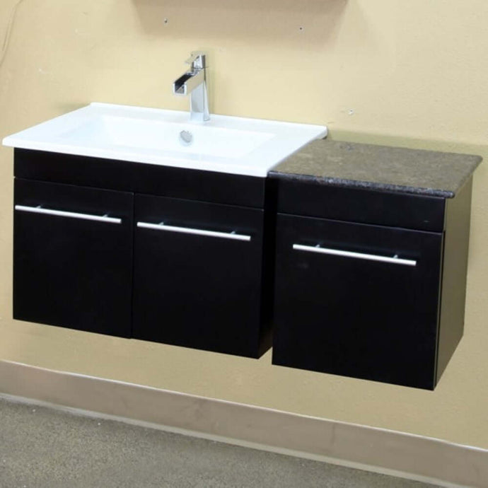 39.4 in Single wall mount style sink vanity-wood-black - 203172-SET