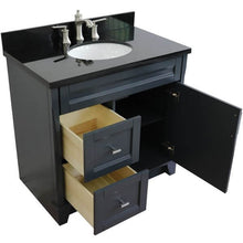 Load image into Gallery viewer, 37&quot; Single sink vanity in Dark Gray finish with Black galaxy granite and CENTER oval sink- RIGHT drawers - 400700-37R-DG-BGOC