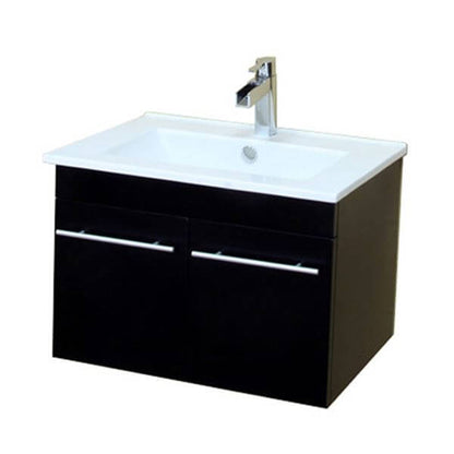 24.4 in Single wall mount style sink vanity-wood-black - 203172-S