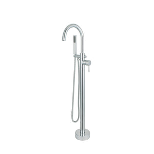 Single-Handle Floor-Mount Freestanding Tub Faucet with Hand Shower in Chrome - 210419-PC