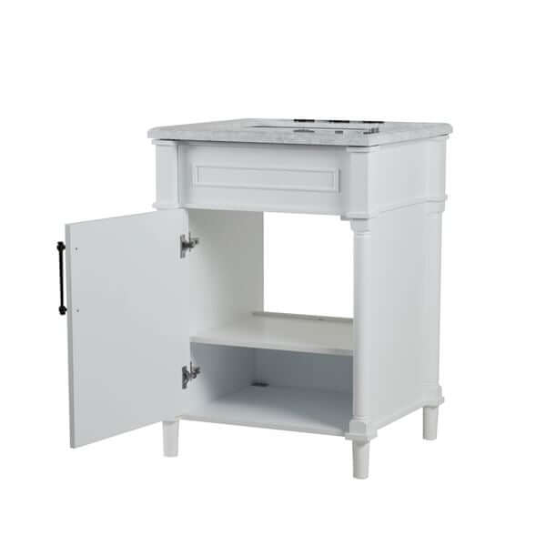 24" Single Vanity In White With White Carrra Marble Top - 800632-24BL-WH