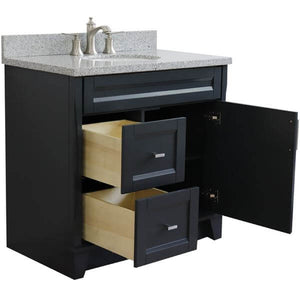 37" Single sink vanity in Dark Gray finish with Gray granite and CENTER oval sink- RIGHT drawers - 400700-37R-DG-GYOC