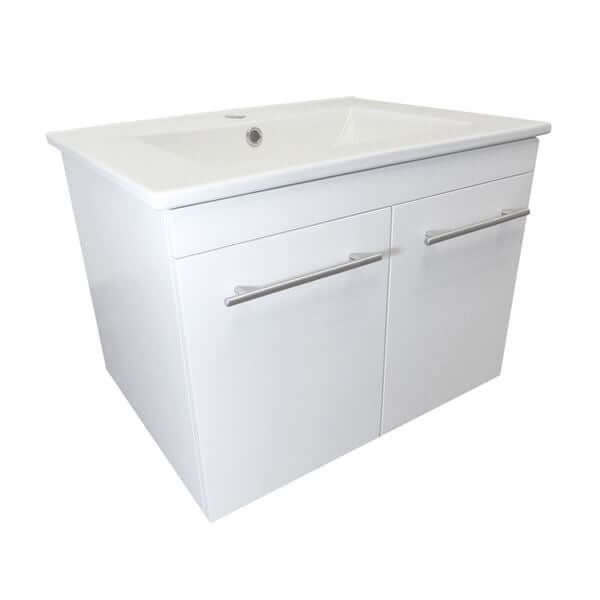 24.4 in Single wall mount style sink vanity-wood- white - 203172-WH