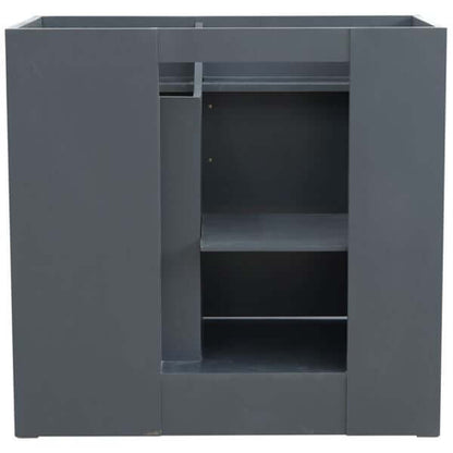 37" Single sink vanity in Dark Gray finish with White quartz and LEFT rectangle sink- RIGHT drawers - 400700-37R-DG-WERR