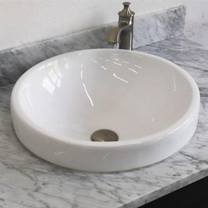 37" Single sink vanity in Dark Gray finish with White Carrara marble and CENTER round sink- RIGHT drawers - 400700-37R-DG-WMRDC