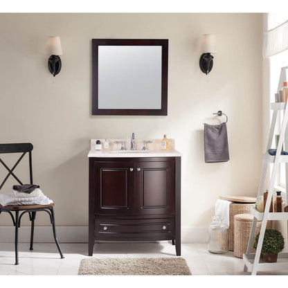 Estella 32" Brown Bathroom Vanity with Jerusalem Gold Marble Countertop - 3130709-32B-JG