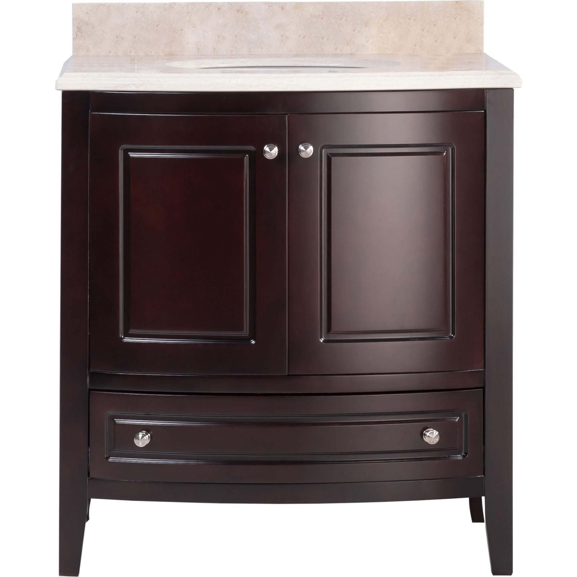 Estella 32" Brown Bathroom Vanity with Jerusalem Gold Marble Countertop - 3130709-32B-JG