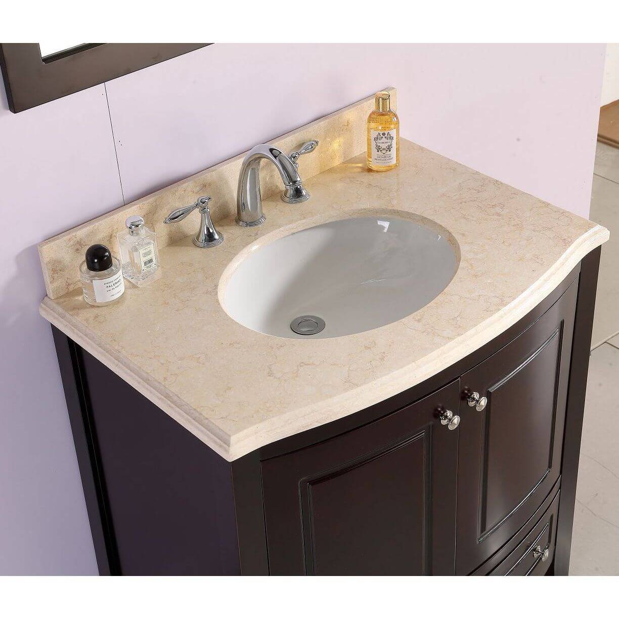 Estella 32" Brown Bathroom Vanity with Jerusalem Gold Marble Countertop - 3130709-32B-JG