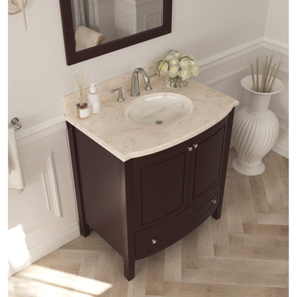 Estella 32" Brown Bathroom Vanity with Jerusalem Gold Marble Countertop - 3130709-32B-JG