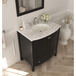 Estella 32" Espresso Bathroom Vanity with White Carrara Marble Countertop - 3130709-32E-WC