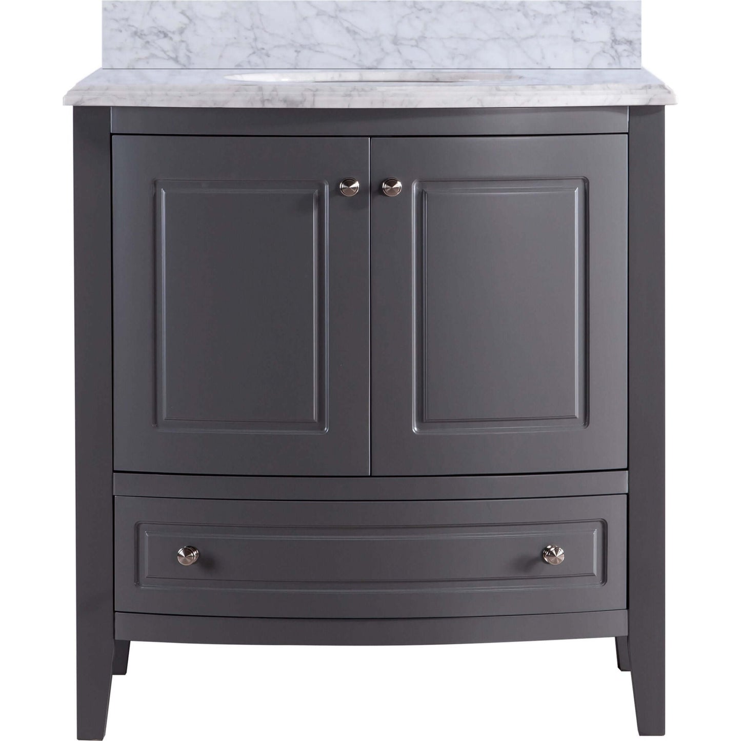 Estella 32" Grey Bathroom Vanity with White Carrara Marble Countertop - 3130709-32G-WC