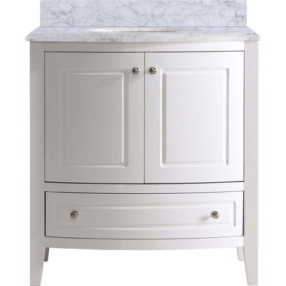 Estella 32" White Bathroom Vanity with White Carrara Marble Countertop - 3130709-32W-WC