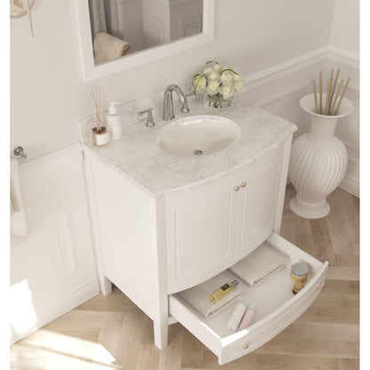 Estella 32" White Bathroom Vanity with White Carrara Marble Countertop - 3130709-32W-WC