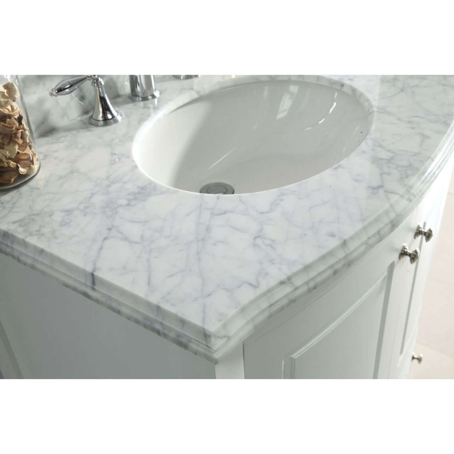 Estella 32" White Bathroom Vanity with White Carrara Marble Countertop - 3130709-32W-WC