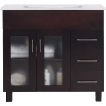 Load image into Gallery viewer, Nova 36&quot; Brown Bathroom Vanity with White Ceramic Basin Countertop - 31321529-36B-CB
