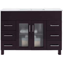 Load image into Gallery viewer, Nova 48&quot; Brown Bathroom Vanity with White Ceramic Basin Countertop - 31321529-48B-CB