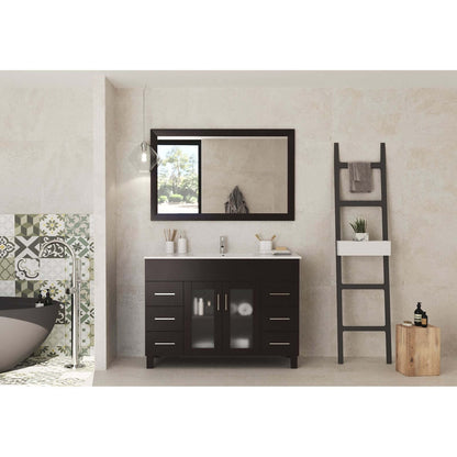 Nova 48" Brown Bathroom Vanity with White Ceramic Basin Countertop - 31321529-48B-CB