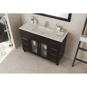Nova 48" Brown Bathroom Vanity with White Ceramic Basin Countertop - 31321529-48B-CB