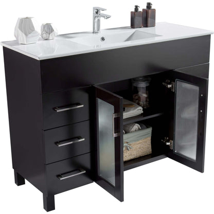 Nova 48" Espresso Bathroom Vanity with White Ceramic Basin Countertop - 31321529-48E-CB