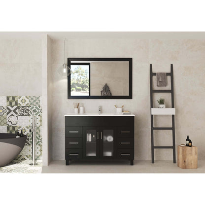 Nova 48" Espresso Bathroom Vanity with White Ceramic Basin Countertop - 31321529-48E-CB