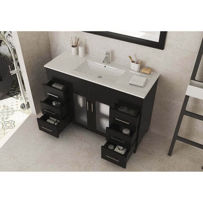 Nova 48" Espresso Bathroom Vanity with White Ceramic Basin Countertop - 31321529-48E-CB