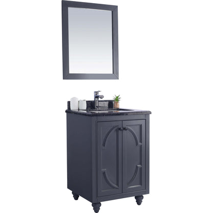 Odyssey 24" Maple Grey Bathroom Vanity with Black Wood Marble Countertop - 313613-24G-BW