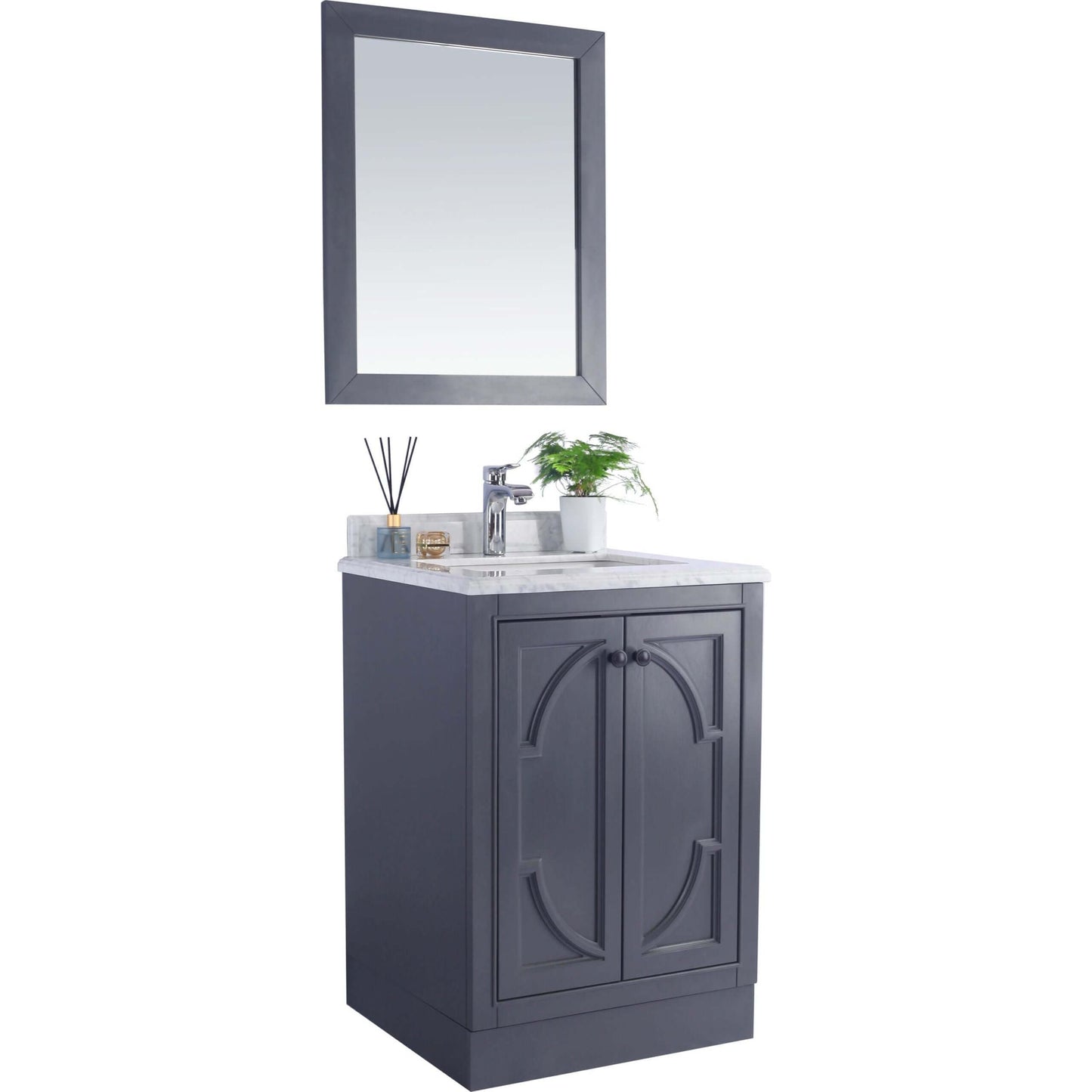 Odyssey 24" Maple Grey Bathroom Vanity with Black Wood Marble Countertop - 313613-24G-BW