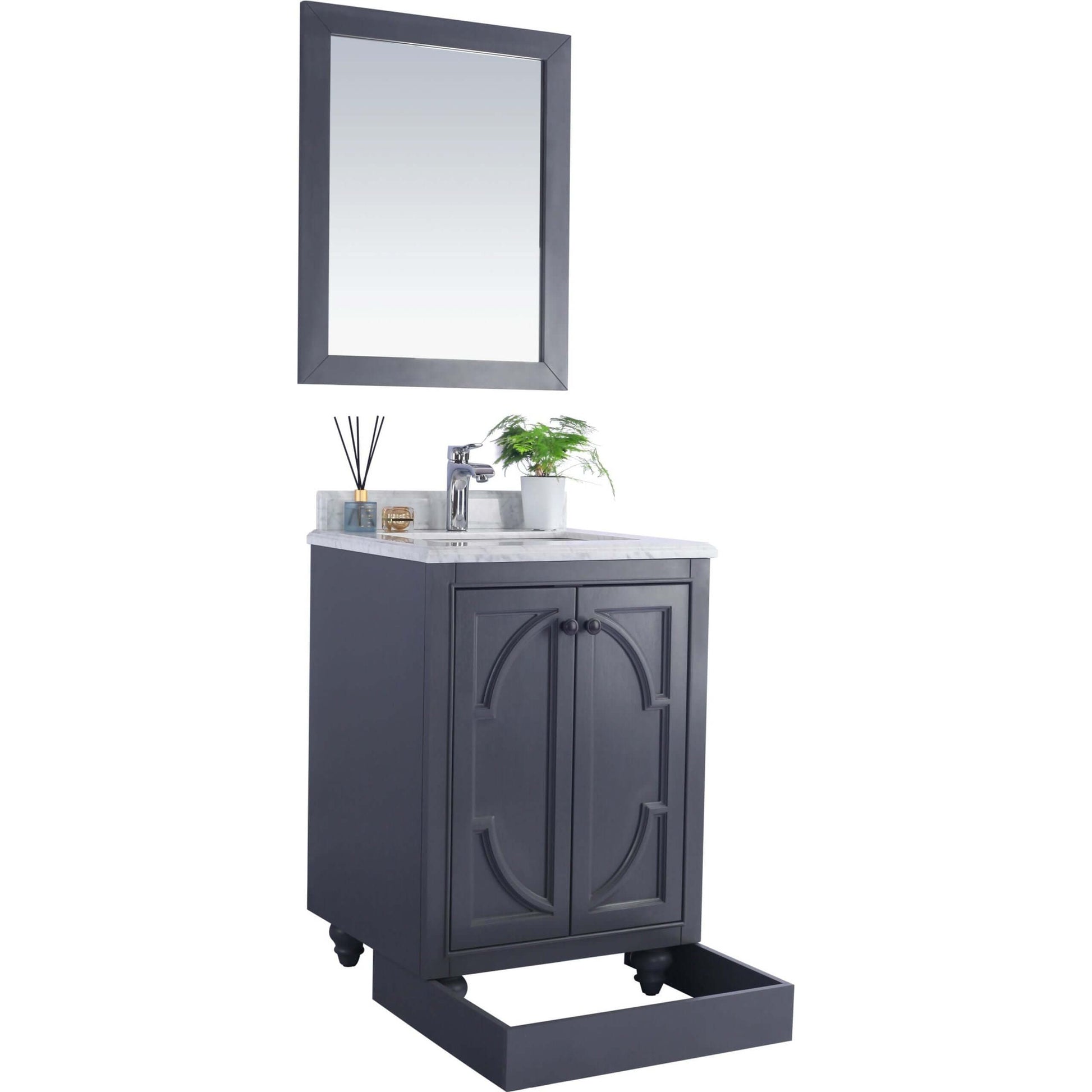 Odyssey 24" Maple Grey Bathroom Vanity with Black Wood Marble Countertop - 313613-24G-BW