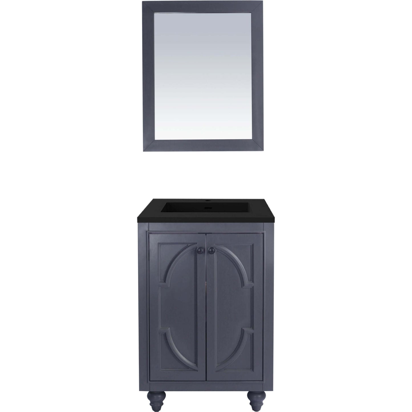 Odyssey 24" Maple Grey Bathroom Vanity with Matte Black VIVA Stone Solid Surface Countertop - 313613-24G-MB