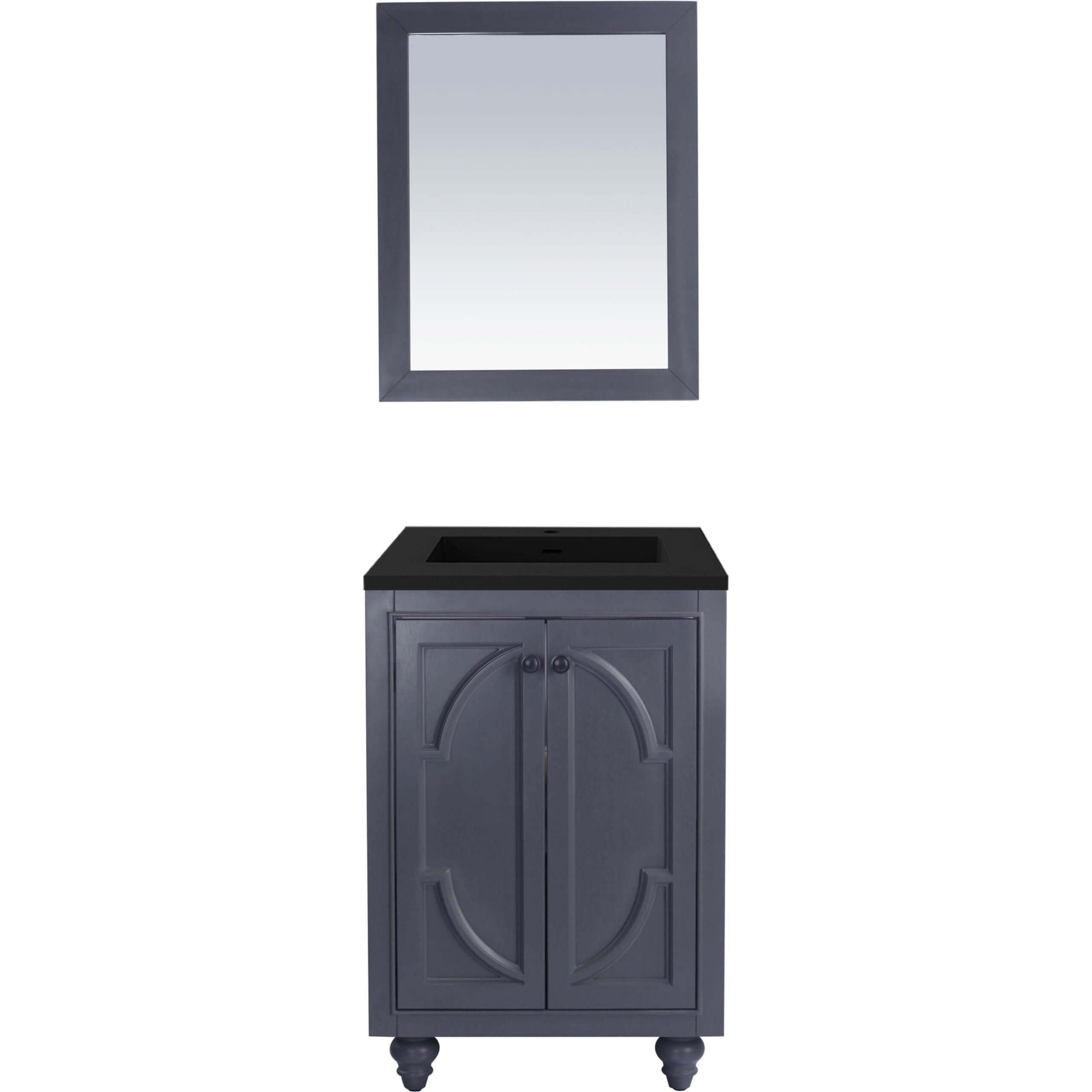 Odyssey 24" Maple Grey Bathroom Vanity with Matte Black VIVA Stone Solid Surface Countertop - 313613-24G-MB