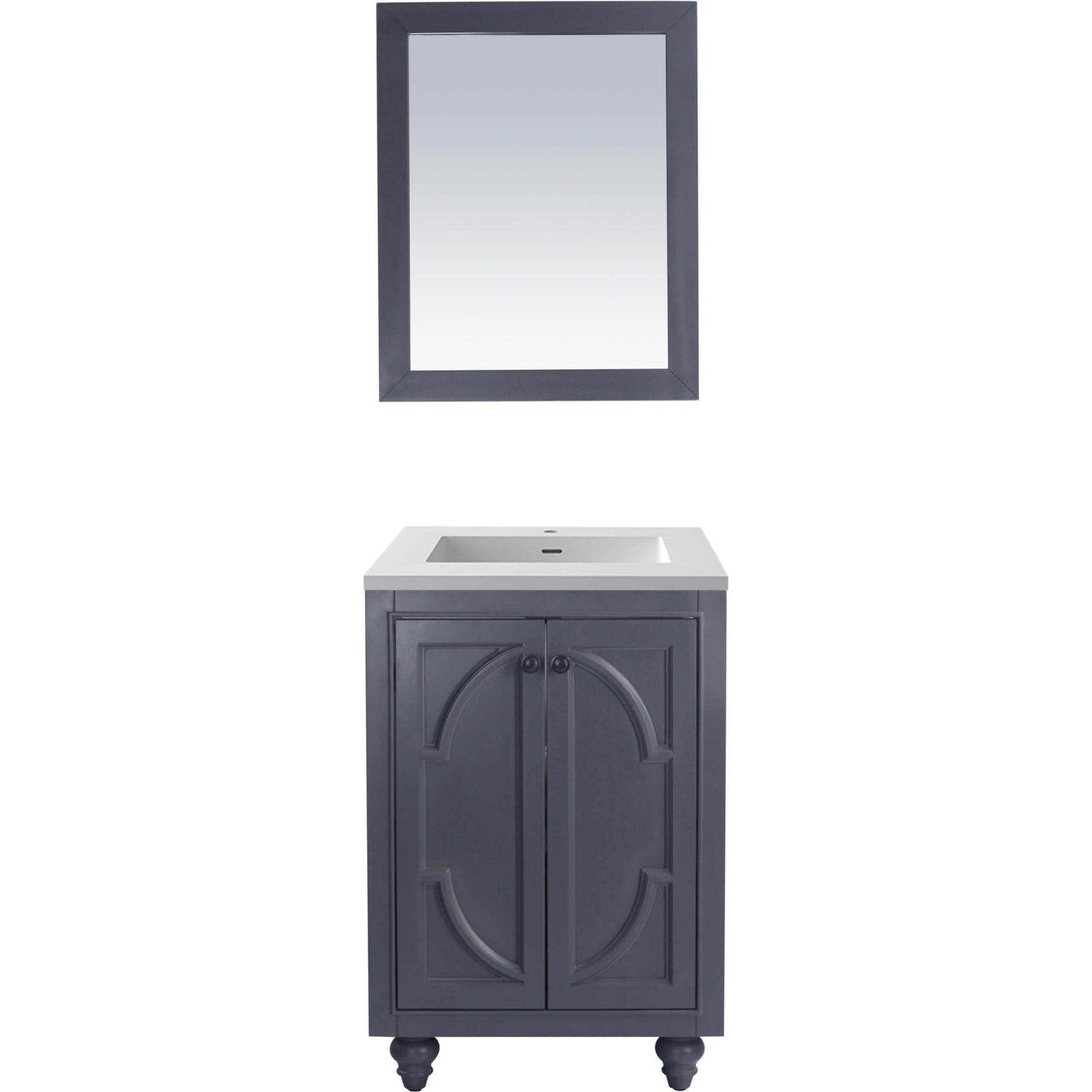 Odyssey 24" Maple Grey Bathroom Vanity with Matte White VIVA Stone Solid Surface Countertop - 313613-24G-MW