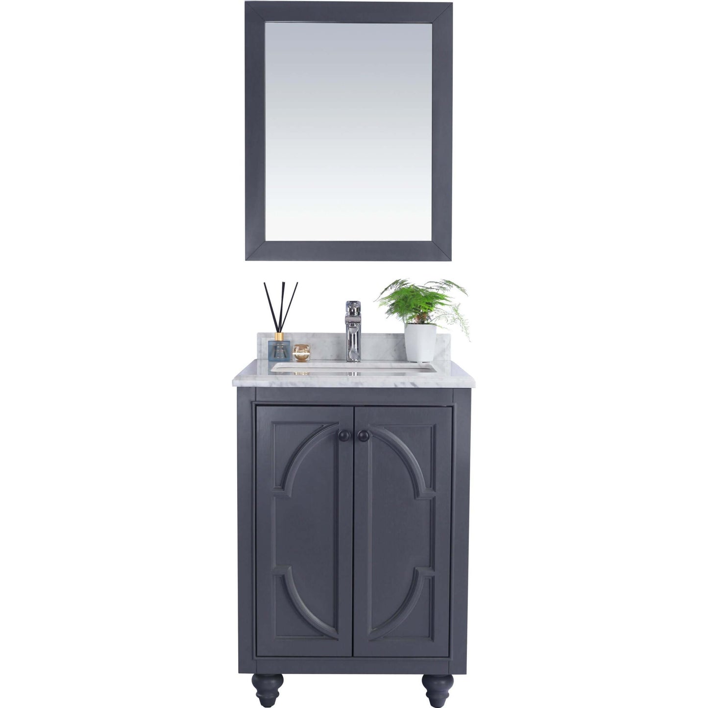 Odyssey 24" Maple Grey Bathroom Vanity with White Carrara Marble Countertop - 313613-24G-WC