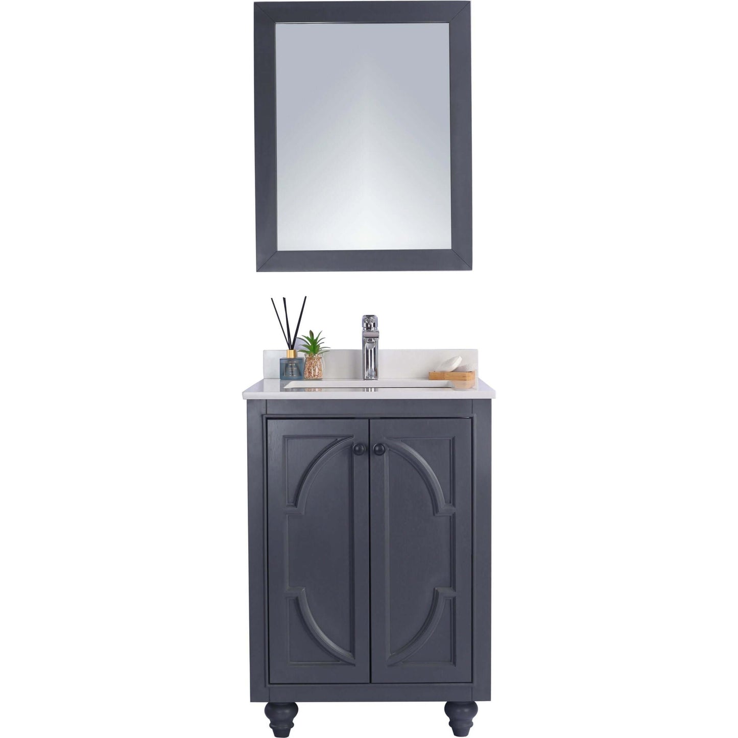 Odyssey 24" Maple Grey Bathroom Vanity with White Quartz Countertop - 313613-24G-WQ