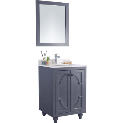 Odyssey 24" Maple Grey Bathroom Vanity with White Quartz Countertop - 313613-24G-WQ