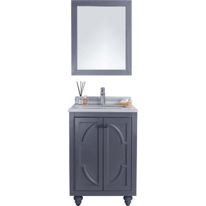 Odyssey 24" Maple Grey Bathroom Vanity with White Stripes Marble Countertop - 313613-24G-WS