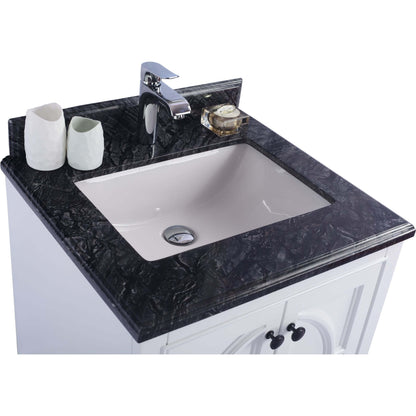 Odyssey 24" White Bathroom Vanity with Black Wood Marble Countertop - 313613-24W-BW