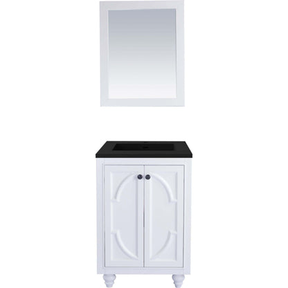 Odyssey 24" White Bathroom Vanity with Matte Black VIVA Stone Solid Surface Countertop - 313613-24W-MB