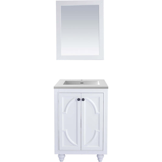 Odyssey 24" White Bathroom Vanity with Matte White VIVA Stone Solid Surface Countertop - 313613-24W-MW