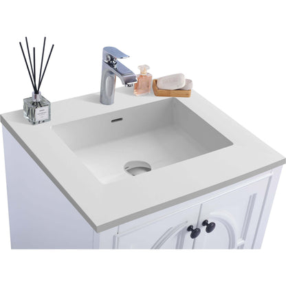 Odyssey 24" White Bathroom Vanity with Matte White VIVA Stone Solid Surface Countertop - 313613-24W-MW