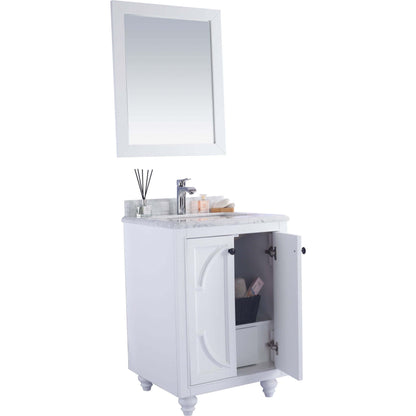 Odyssey 24" White Bathroom Vanity with White Carrara Marble Countertop - 313613-24W-WC