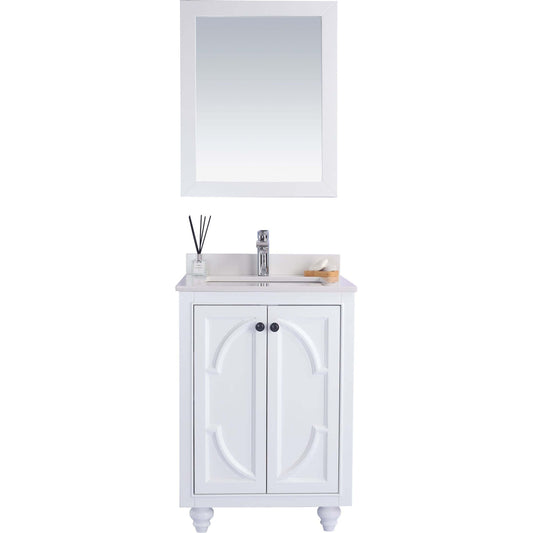 Odyssey 24" White Bathroom Vanity with White Quartz Countertop - 313613-24W-WQ